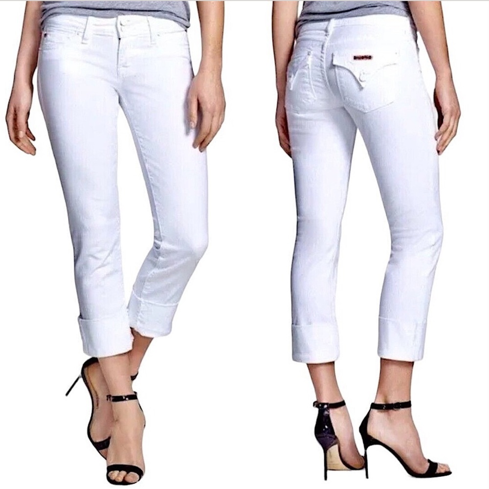 Hudson Ginny Crop Straight Cuffed White Jeans - Size 27